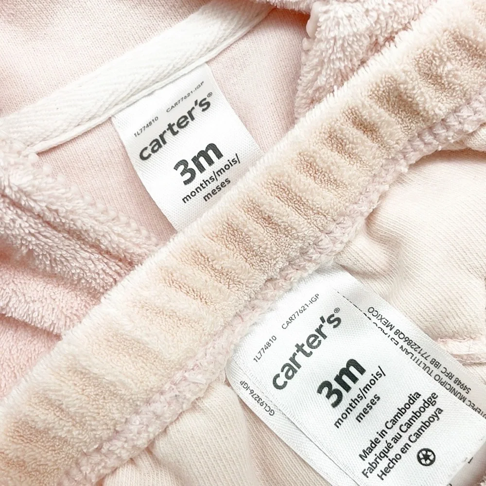 Carter's baby girls pink terry cloth zip up jacket + sweatpants